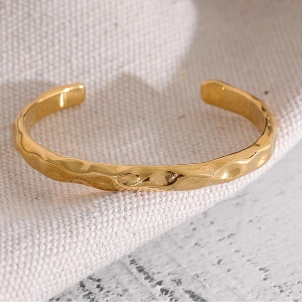 New Hammered Gold Cuff Bracelet
